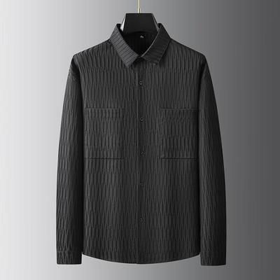 DIBINZE Men's Plus Size Textured Long Sleeve Casual Shirt