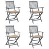 Day and Night - Day and Night Folding Garden Chairs 4 Pcs Cushions Solid Acacia Wood