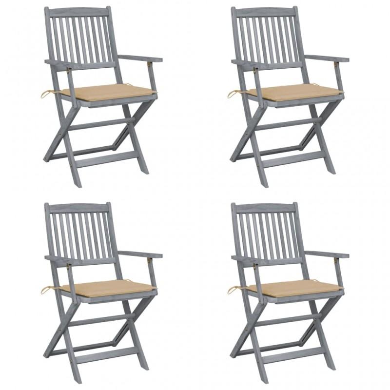 Day and Night - Day and Night Folding Garden Chairs 4 Pcs Cushions Solid Acacia Wood