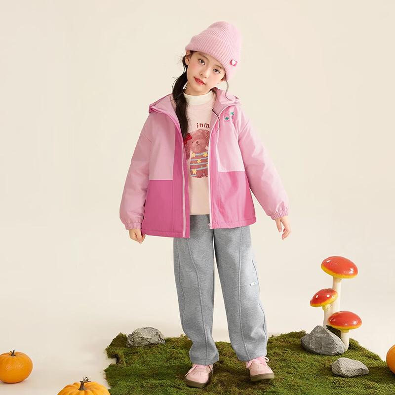 Girls' Color-Blocked Hooded Winter Windbreaker