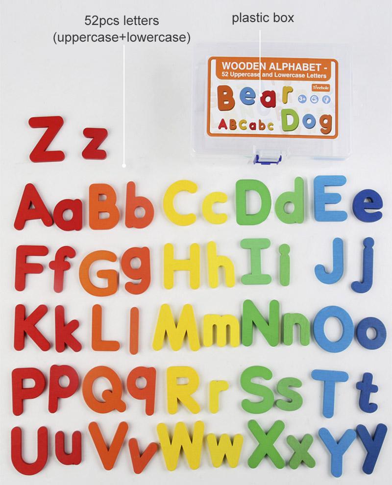 

Kids Montessori Wooden English Letter Set Uppercase Lowercase Letters Cognitive Spell Word Games Early Learning Educational Toys