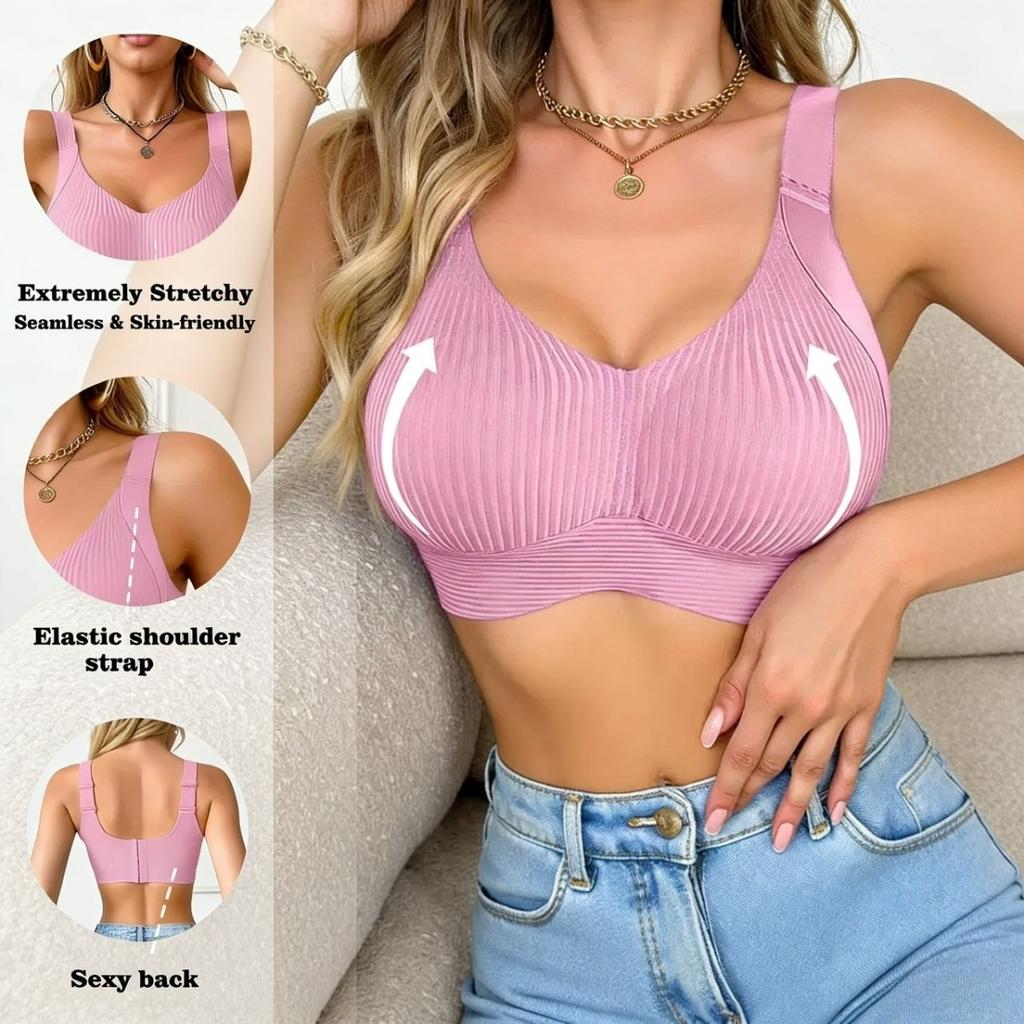 Women's Plus Size Full Coverage Bra - Minimizes Large Busts, Provides Strong Support, Ribbed Surface, Full-coverage Removable Pads, Lingerie