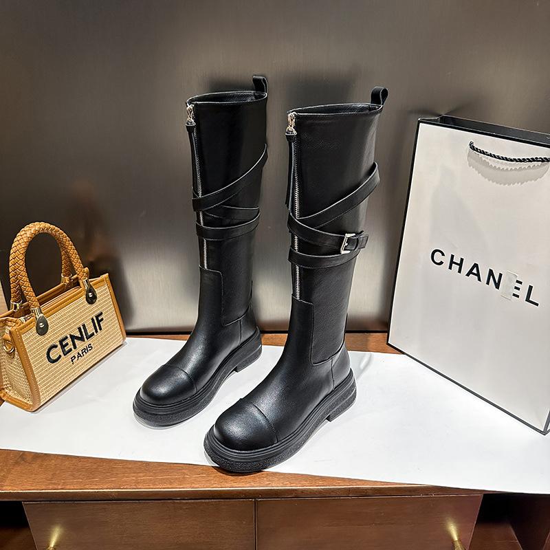 Maillard~ Hübsche Stiefel Damen lange Martin-Stiefel aber Knie Leder Herbst und Winter lange Stiefel hohe Lokomotivstiefel