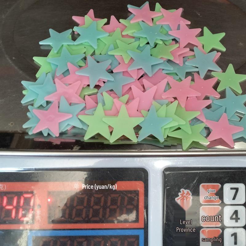 Luminous Star Wall and Window Stickers - Fluorescent 5-Point Stars with 3D Fridge Magnets