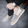 New Shoes for Men Canvas Casual Shoes Summer Breathable Plaid Slip-on Loafers Street Fashion Flat Fisherman Shoes