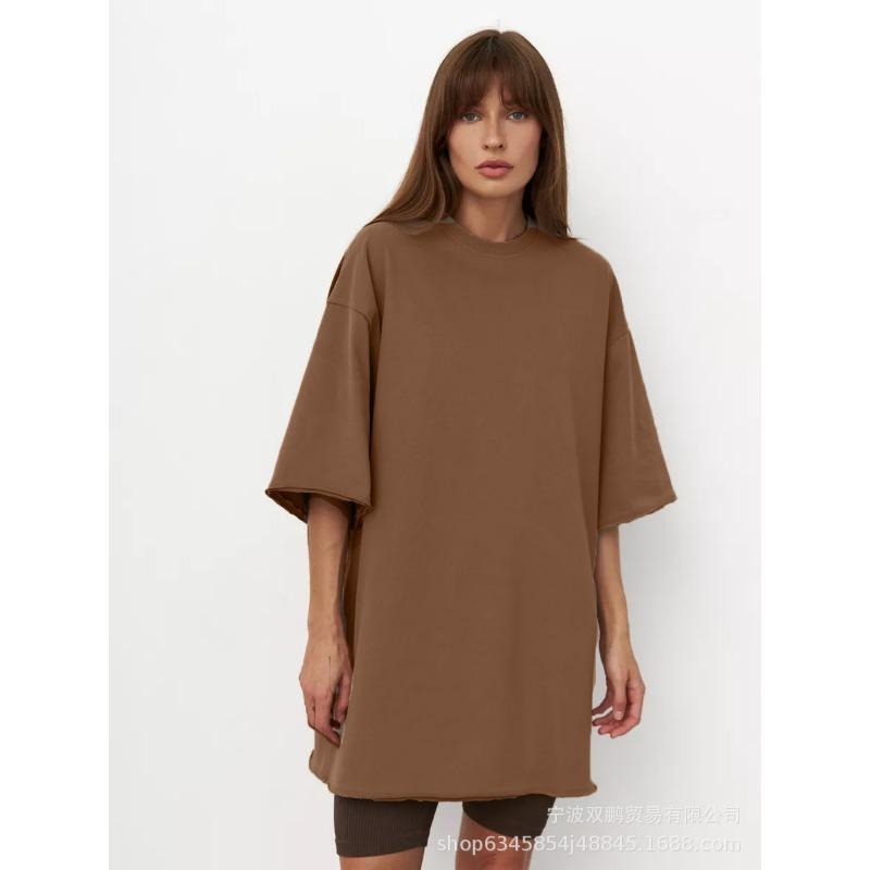 Women's Spring and Summer Solid Colour Short Sleeve Loose T-shirt