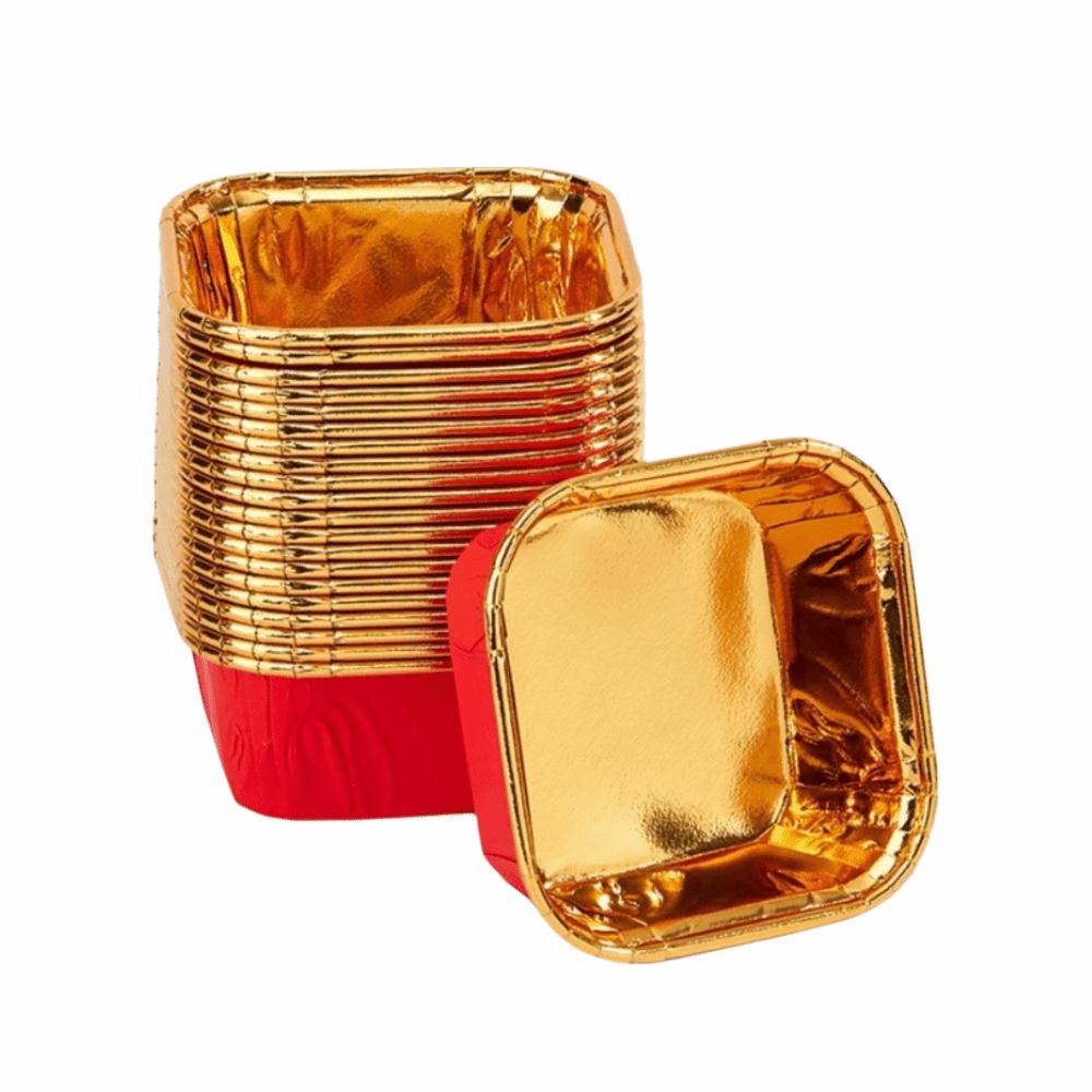 50Pcs Oil-proof Muffin Cake Liner Paper Baking Paper Cup Dessert Baking Cup Baking Accessory Square Red