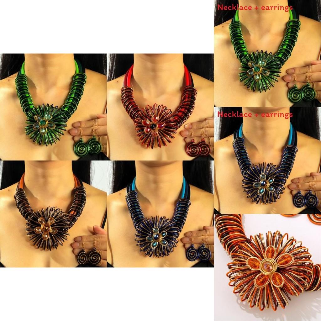 Elegant Water Crystal Flower Jewelry Set With Alloy Chain For Women And Men