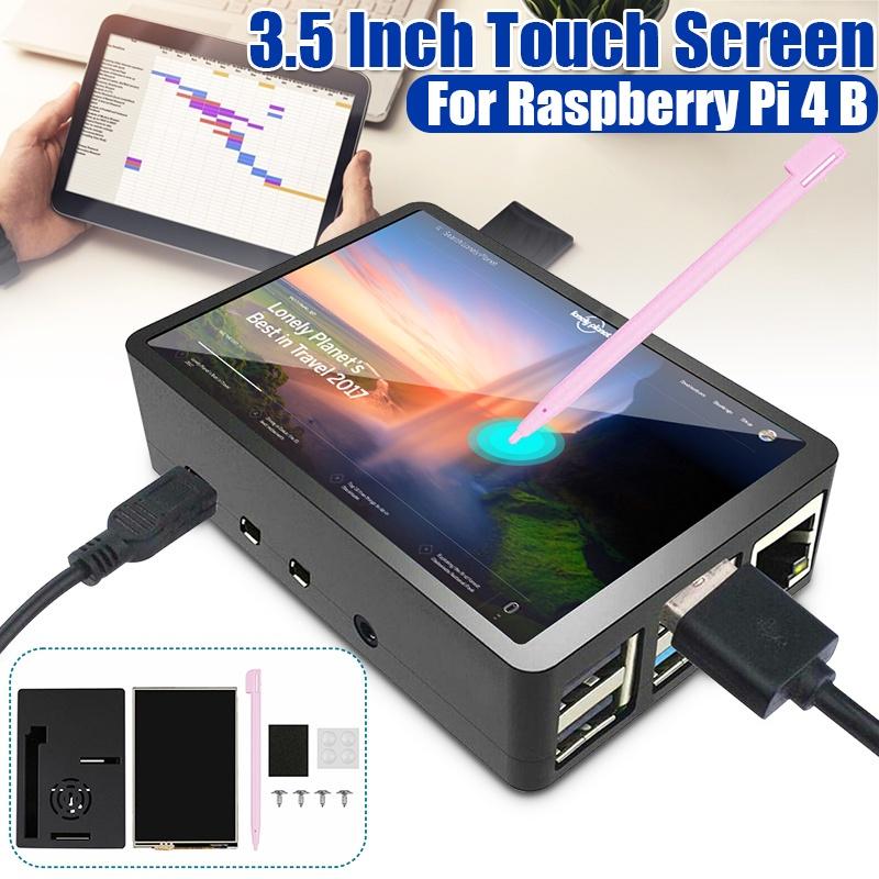 3.5 inches LCD Display HDMI-compatible Input Monitor Kits for Raspberry Pi 4 B New LCD Touch Screen & ABS Case & Touch Pen