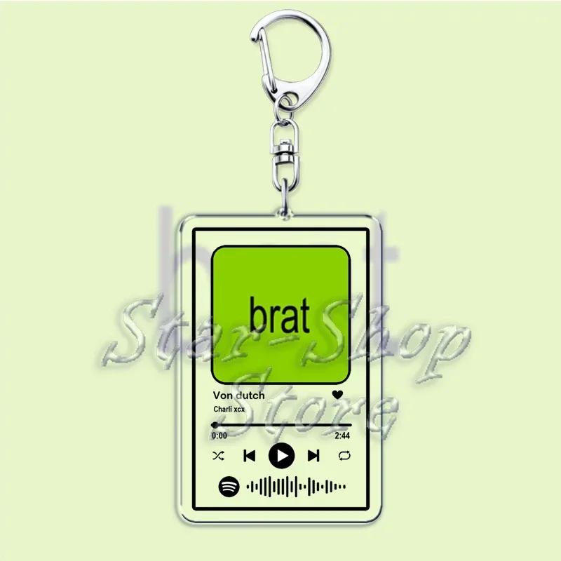 

Music Charli XCX Brat Album Keychains Hot Songs Playlist Pendant Keyring for Accessories Bag Key Chain Ring Jewelry Fans Gifts