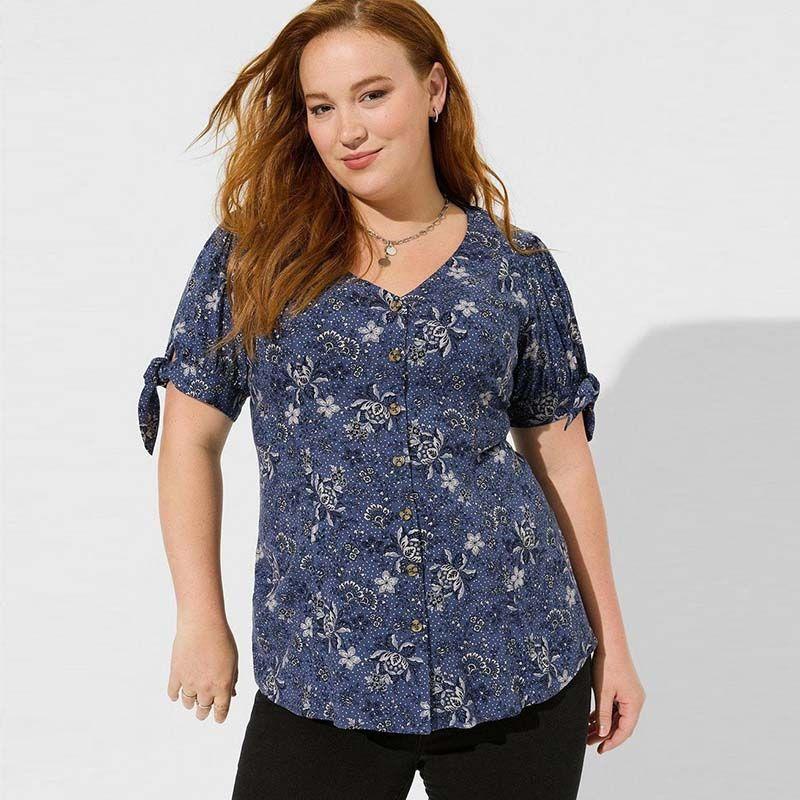 

100.00кг Женская одежда больших размеров Европейский и американский Список товаров Полная девушка Обтягивающий талию Утягивающий V-образный вырез Короткий рукав Топ Футболки Лето B61 Blue 6