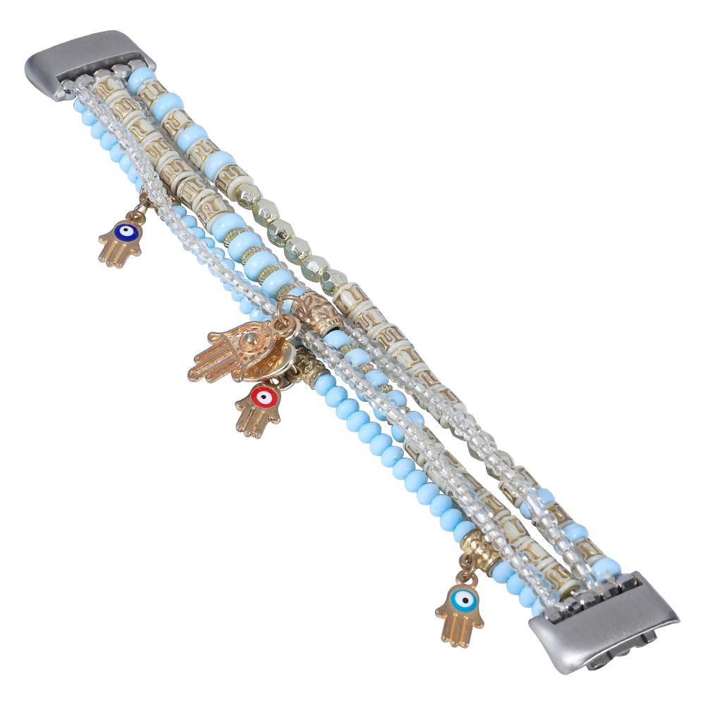 

Handmade Beads Bracalet for Fitbit Charge 5 6 Bands Women Elastic Jewels Unique Replacement Strap for Fitbit Charge 3/4 Fashion for Charge 3 4 синий