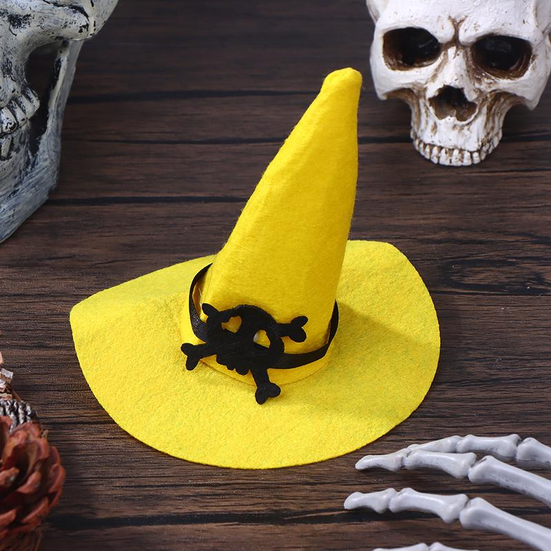 3Pcs Miniature Dollhouse Mini Color Felt Witch Hats For Halloween House Decoration Dolls Accessories Kids Play Toys Witch Hats