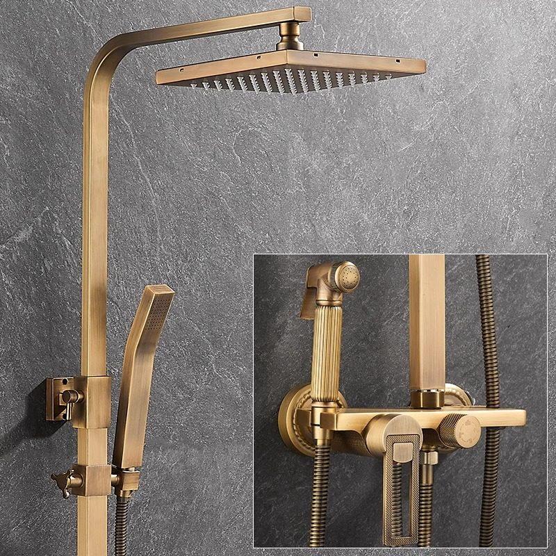 TLXT Retro All-Copper Square Shower Set