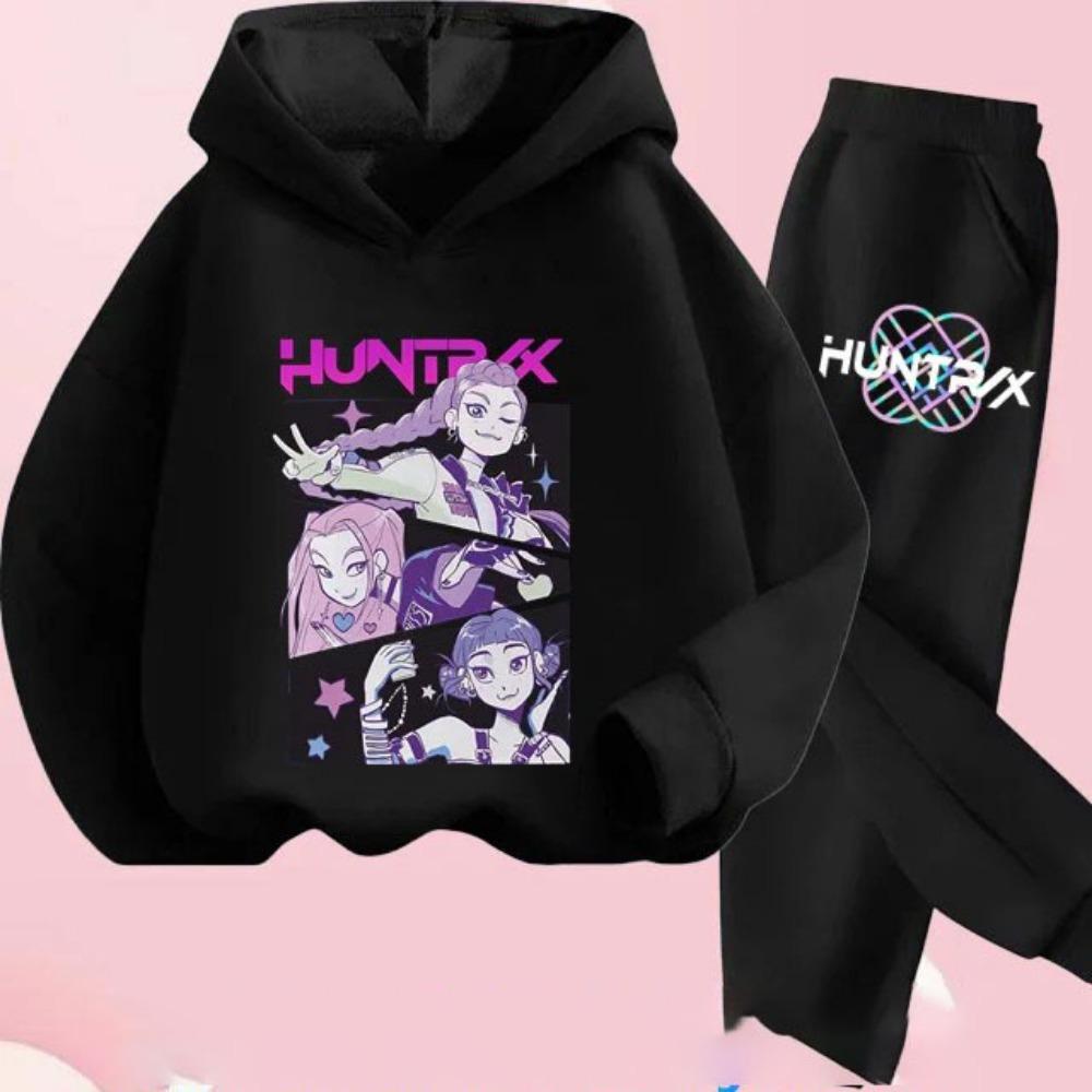 KPop Demon Hunters Hoodie Set Girls Fashion Casual Sweatshirt Movie New Kid K-Pop Demon Hunters Hooded Suit Clothes