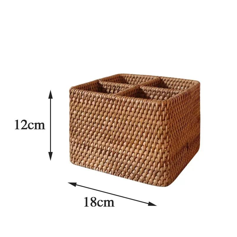 Hand-woven Wicker Desktop Storage Basket Portable Four-compartment Storage Fruit Basket Household Storage Basket Home Decoration