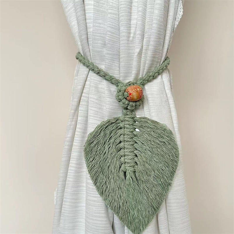 Curtain Holdback Braided Tie Back Holder Bohemian Home Decoration Handmade Curtain Tiebacks Macrame Tassel Leaf Shaped