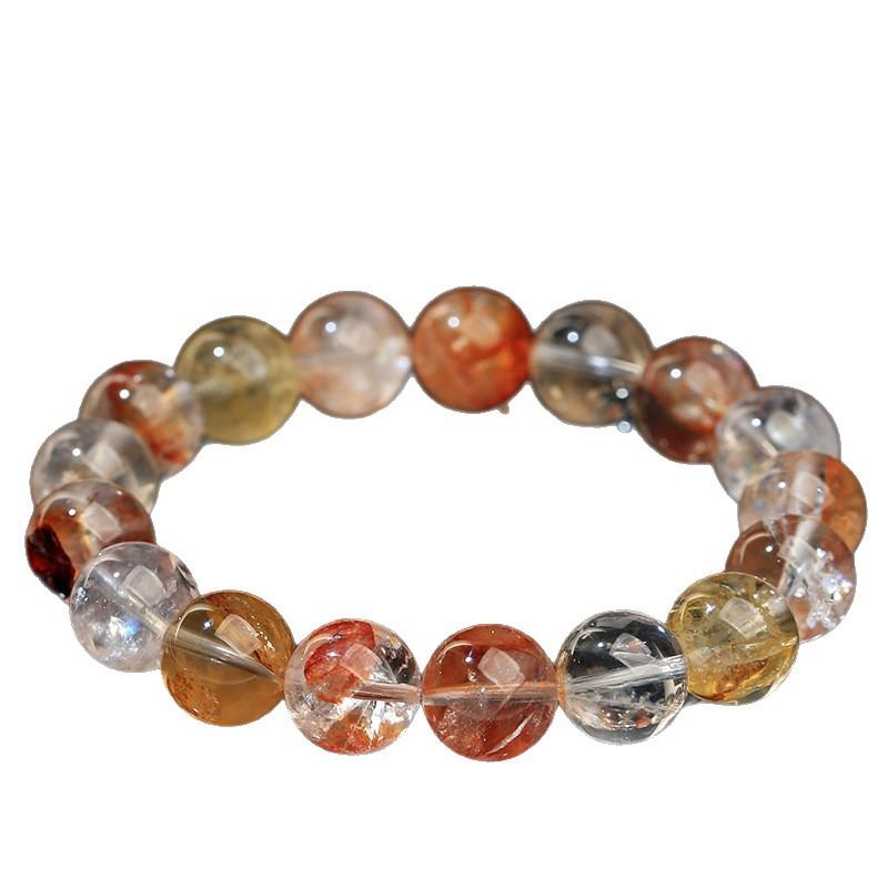 Hongchu Crystal Natural Icy Koi Fish Agate Bead Bracelet Ice-Clear Koi Fish Gel Flower Bracelet