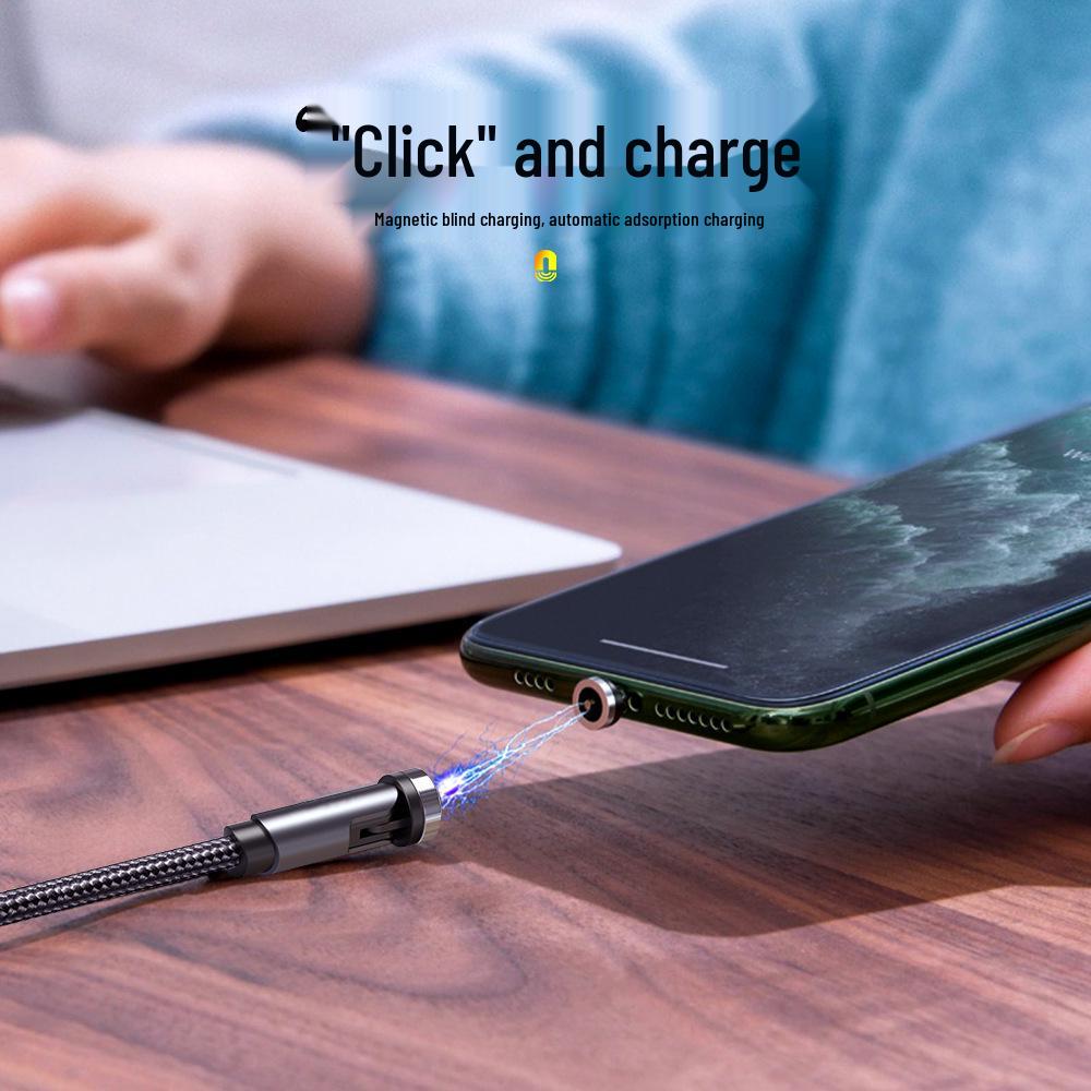 540° Rotating Magnetic 3-in-1 Charging Cable for Android, Apple, and Type-C Devices