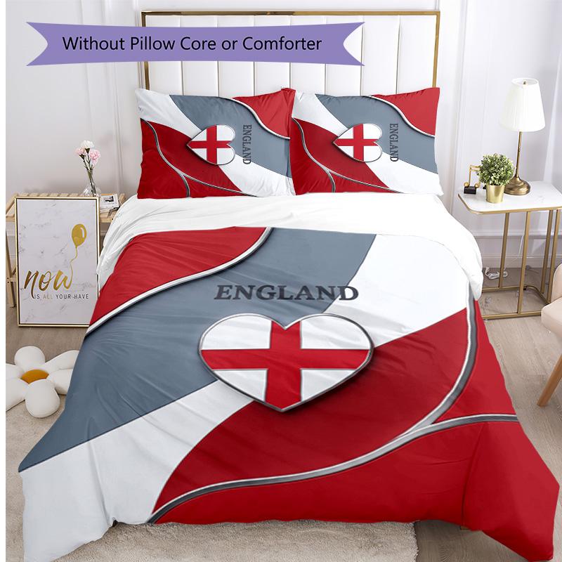 Set Biancheria da Letto Stampata Calcio Inghilterra 3 Pezzi Copriletto Traspirante Accogliente come Regalo per la Casa Nuova o per le Feste