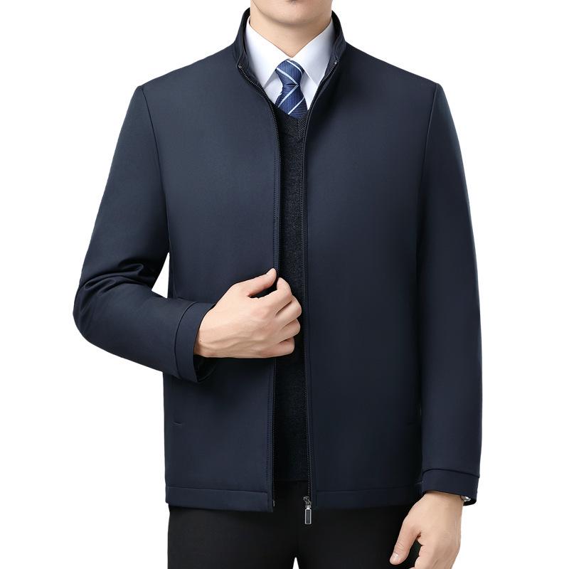 Men's Middle-Aged Business Casual Stand Collar Cotton Padded Jacket - Lightweight, Non-Iron, Warm Autumn/Winter Wear
