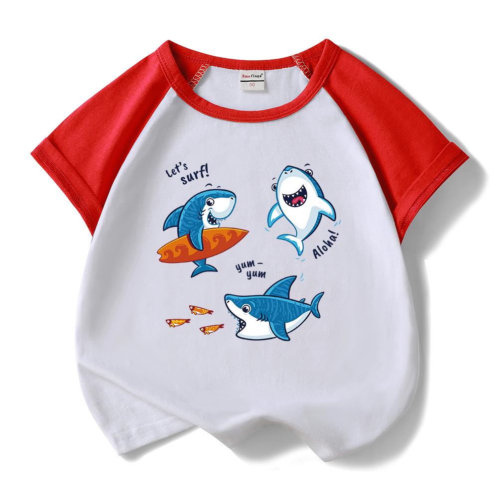 Baby Shark Boys & Girls Cotton Summer Set 2025: Cartoon Short Sleeve T-shirt & Shorts Two-Piece