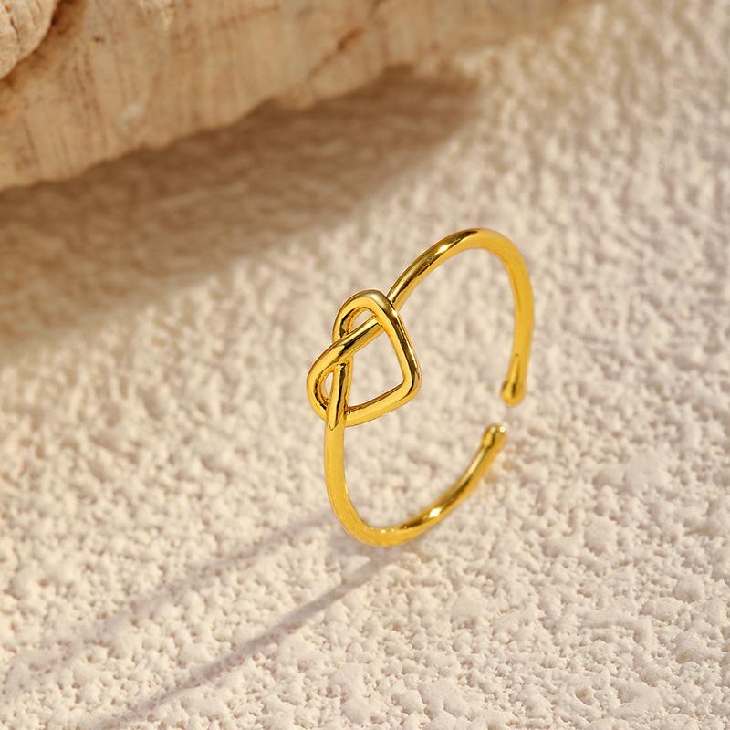 Simple Hollow Love Opening Adjustable Ring High Sense European and American Non-fading Tail Ring Jewelry Women's Jewelry