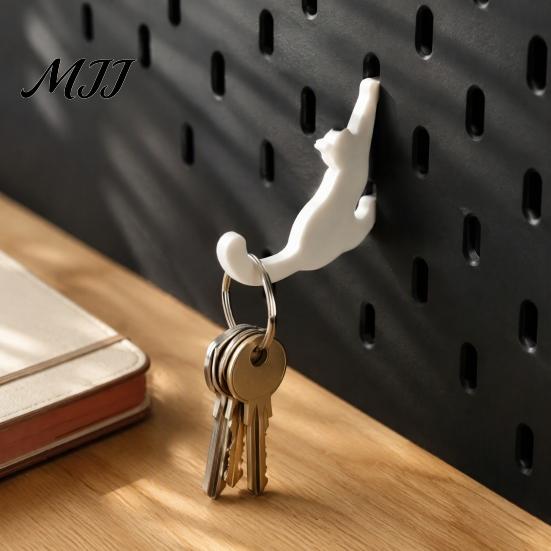 Space Saving Wall Hooks 4PCS Cat Shaped Hangers for Pegboard, Organizer Decorative Storage Easy Install Pegboard Hooks, Stable PLA Structure