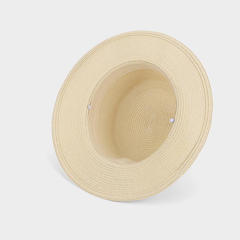 Summer Seaside Beach Travel Sunscreen Hat Women's Straw Weaving Large Brim Sunshade Hat Flat Top Straw Hat