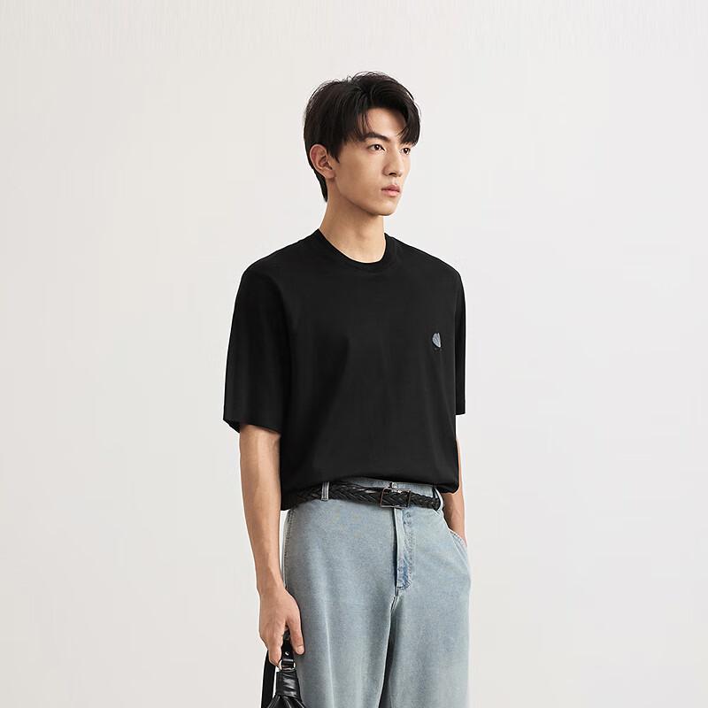 Suxie Men's H-Type Loose Fit Round Neck Short Sleeve T-Shirt