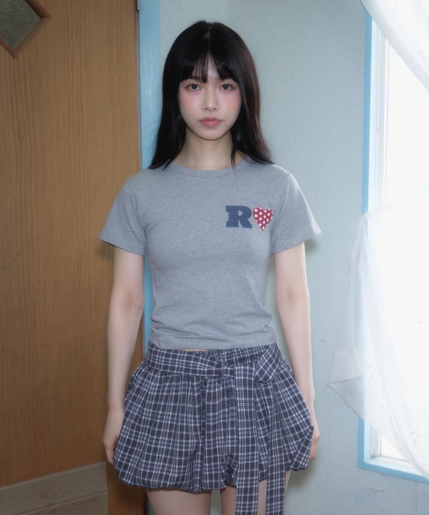 ROSEFRANTZ Dot Heart Cotton T-Shirt [Gray]