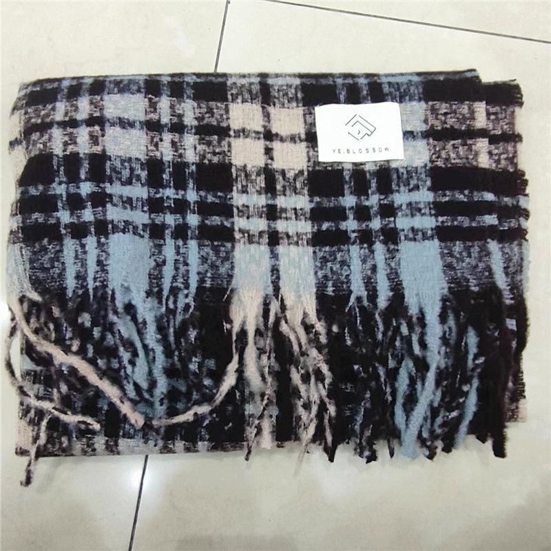 New dry rose pink plaid scarf female Korean atmosphere warm winter white soft fringed shawl scarf tide