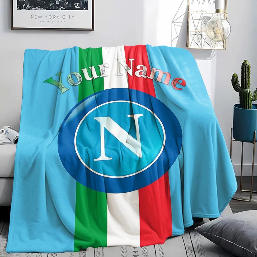 1 Stück Napoli Wappen Benutzerdefinierter Name Gemustert Flanell Decke Geeignet für Alle Jahreszeiten Für Heimdekoration Wärme Und Komfort Geschenke Feiertagsgeschenk