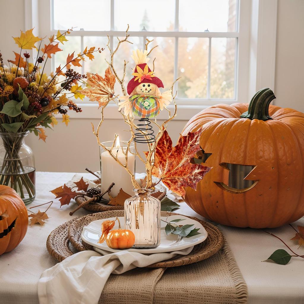 Thanksgiving Miniature Tree Decorations, Scarecrow, Fall Christmas Tree Decorations, Home Party Supplies Decorations