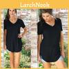 Stylish Women's Short Sleeve V-neck Hem Loose Casual Tee T-shirt For Summer Days