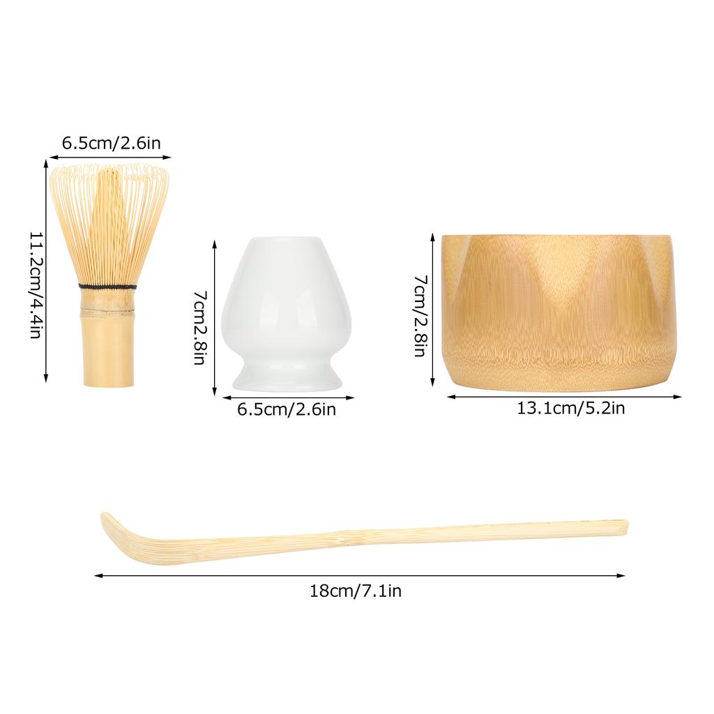 Bamboo Tea Bowl Matcha Making Tool Set Bamboo Tea Whisk Tea Scoop Bowl Ceramic Tea Whisk Holder Teaware Set Tea Whisk Matcha Set