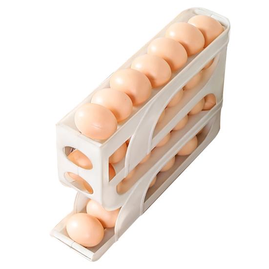 Fridge Side Door Slide Egg Rack Rolling Four Tiers Automatic Stoarge Large Capacity 30