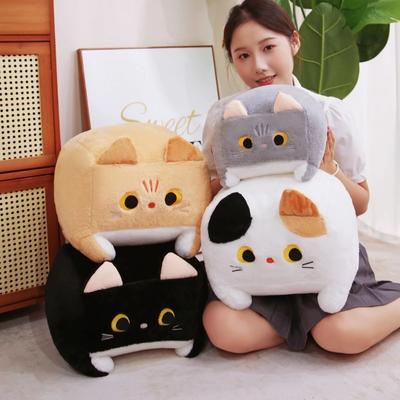 Krásná čtvercová kočičí plyšová hračka Nadýchaný černý polštářek pro kočku Vycpané malé kotě Zvířátko Plyšová panenka Kawaii Domácí dekorace Dárek k narozeninám