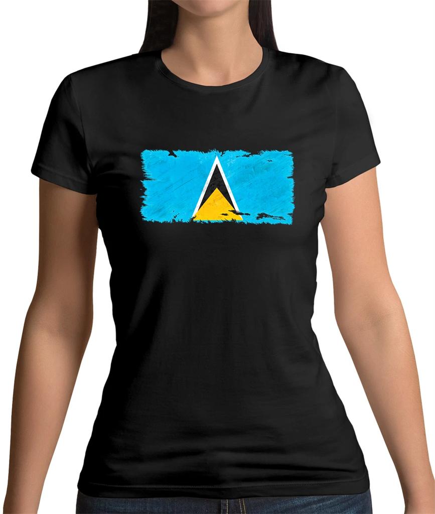 Saint Lucia Flag Womens T-Shirt - Lucian - Flags - Country - World - Castries