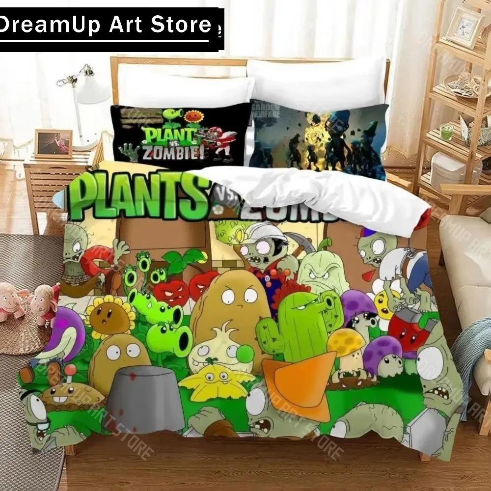 3D-Druck Spiel Pflanzen gegen Betten-Sets Zombie Bettbezug Bettwäsche-Set Steppdeckenbezug Twin Single Full Queen King Size Jungen Erwachsene