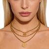 Ladies' Geometric Circular Neck Chain Alloy Water Diamond Tassel Pendant Necklace