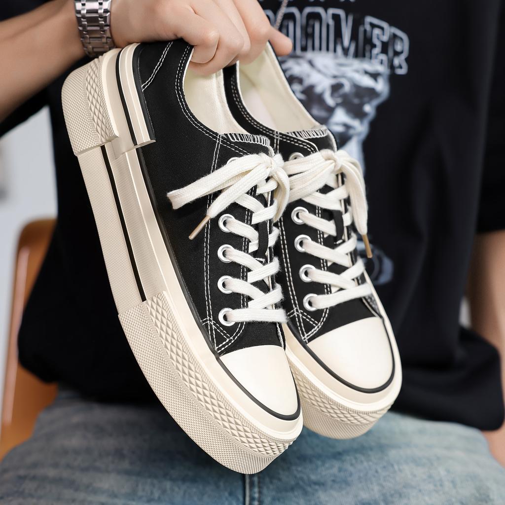 New Men Vulcanized Shoes, Lightweight Anti-slip Wear-resistant Low Top Trend Sneakers, Versatile Fashion Casual Skate Footwear