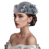 Cappello Pillbox da Donna Fiori Berretti Vintage Britannici in Feltro Cappellino per Chiesa Festa del Tè Accessorio