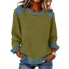 Women Denim Collar Patchwork Stitching Sweatshirt Casual  Pullover Long Sleeve Shirts