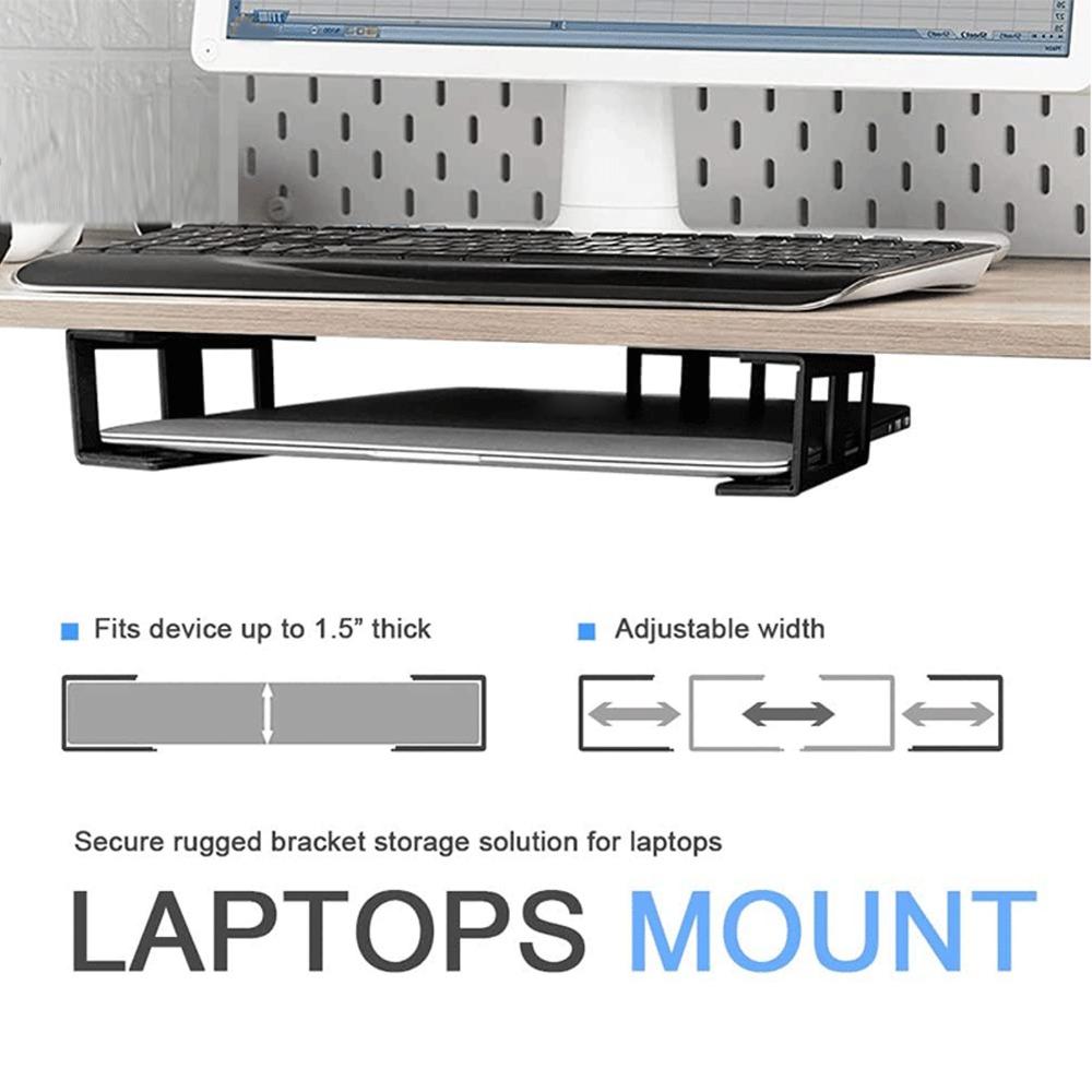 3pcs Black Under Desk Shelf Space Saving Under Desk Device Holder Laptop Mount  Desks Organization