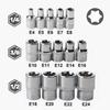 1 Set Female E Torx Socket Set With Case 1/4, 3/8 1/2 In. Drive E4-E24 External Torque Star Socket Kit 14Pcs