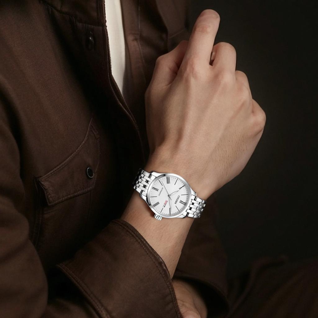 Citizen Mechanical Movement Stainless Steel Strap Watch Men's Watches White Dial NH8350-59A