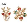 Christmas Stud Earrings 1 Pair Earrings Elk Antlers Crystal Sparkling Faux Fashion Jewelry And Snowflake