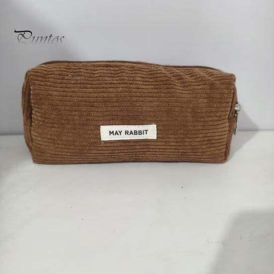 Pencil Case Large Capacity Corduroy Pencil Bag Multi-Purpose Stationery Bag Zipper Placket Makeup Bag Office Travel Gift Organizer
