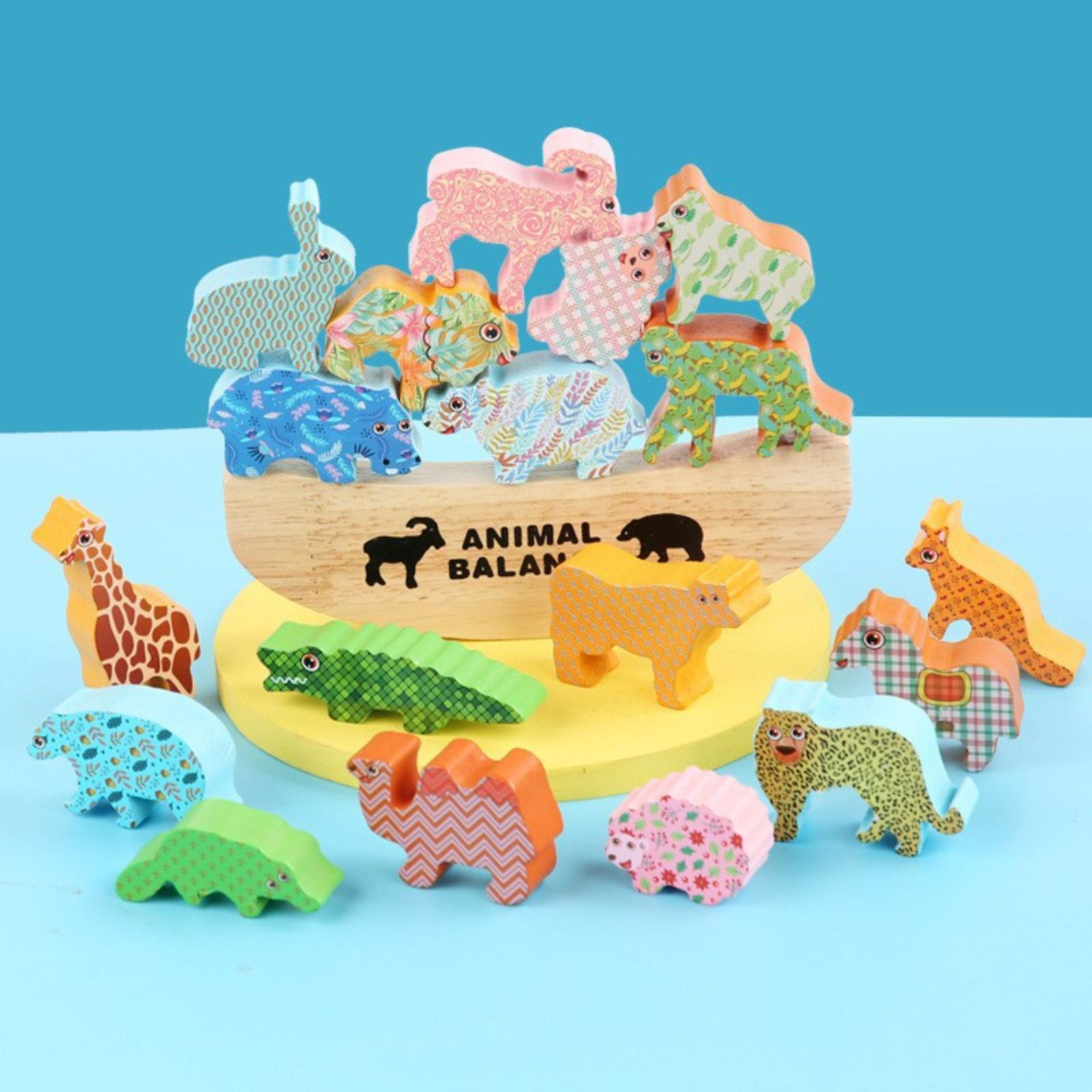

Animal Themed Balancing Building Block, Shape Matching Construction, Interactive Wooden Toy For Parents And Children. One Size